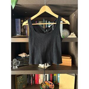 NWT Project Social T Black Ribbed Lace Up Tank Size Medium $88 MSRP